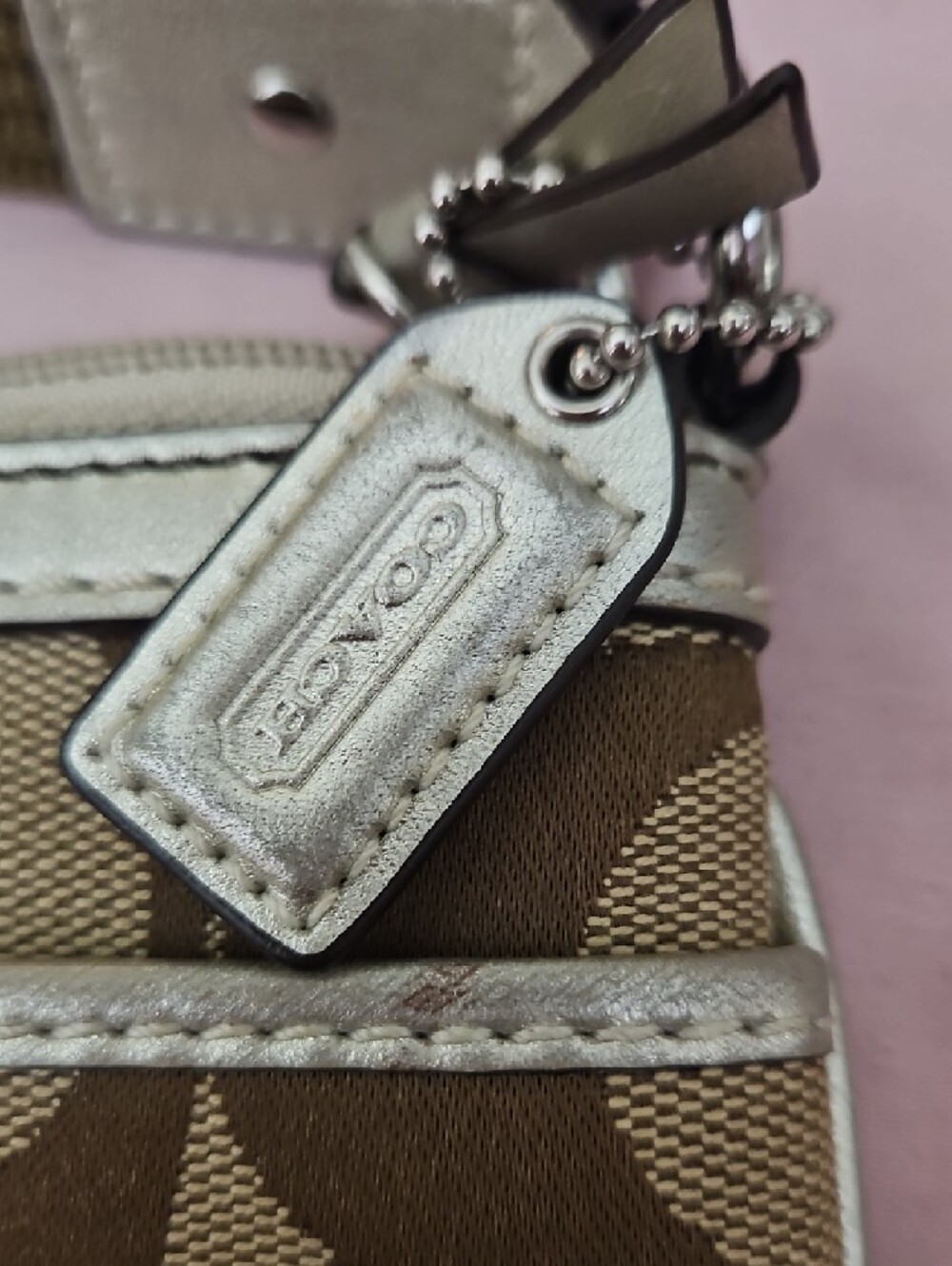Coach Brown Signature Crossbody with Silver Trim - Picture 2 of 7